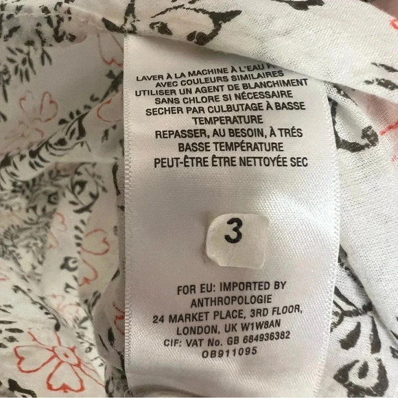 Anthropologie Enchanted Oversized Cotton Cream Floral Button Up Shirt size M/L - Picture 10 of 11